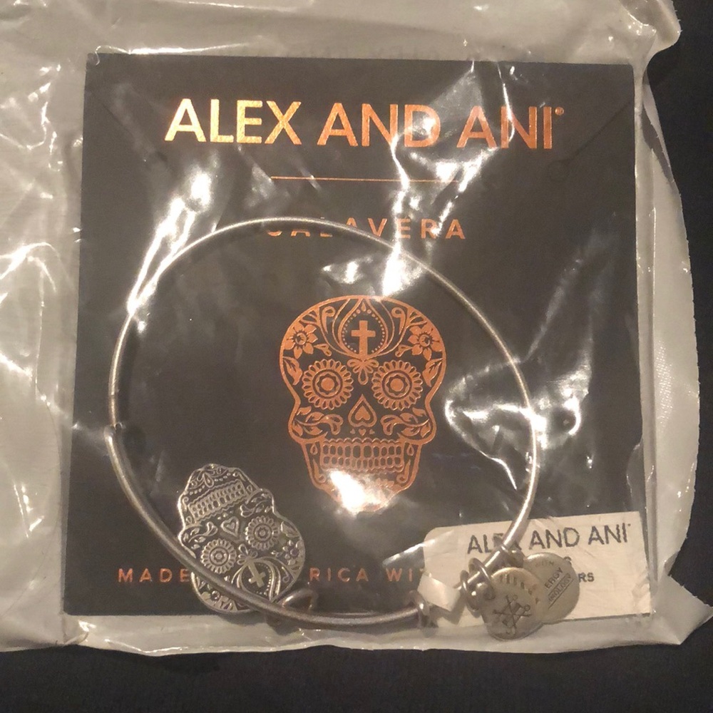ALEX AND ANI Silver Calavera, Sugar Skull Bangle